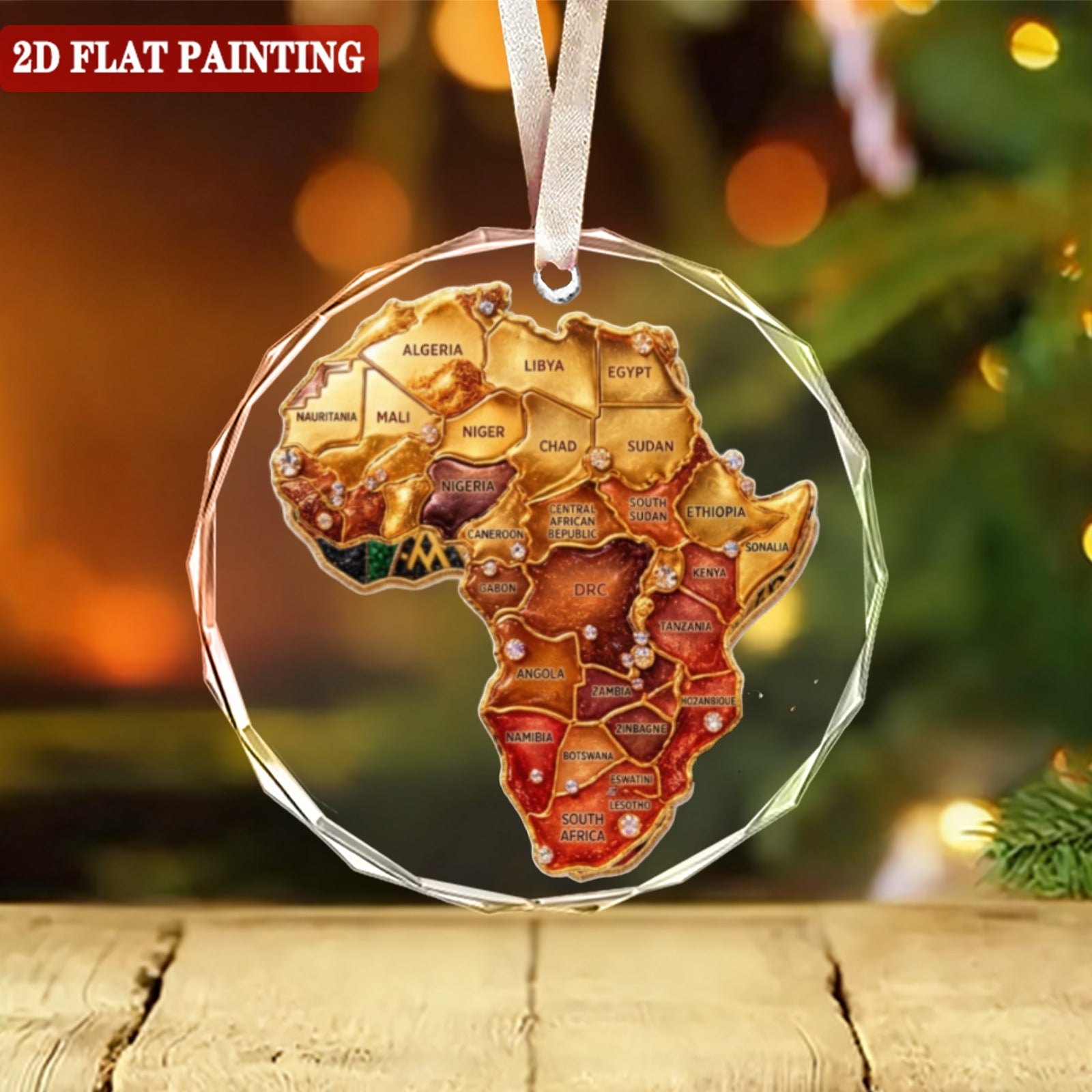 A Rich and Rich Round Crystal Africa Countries Glass Ornament
