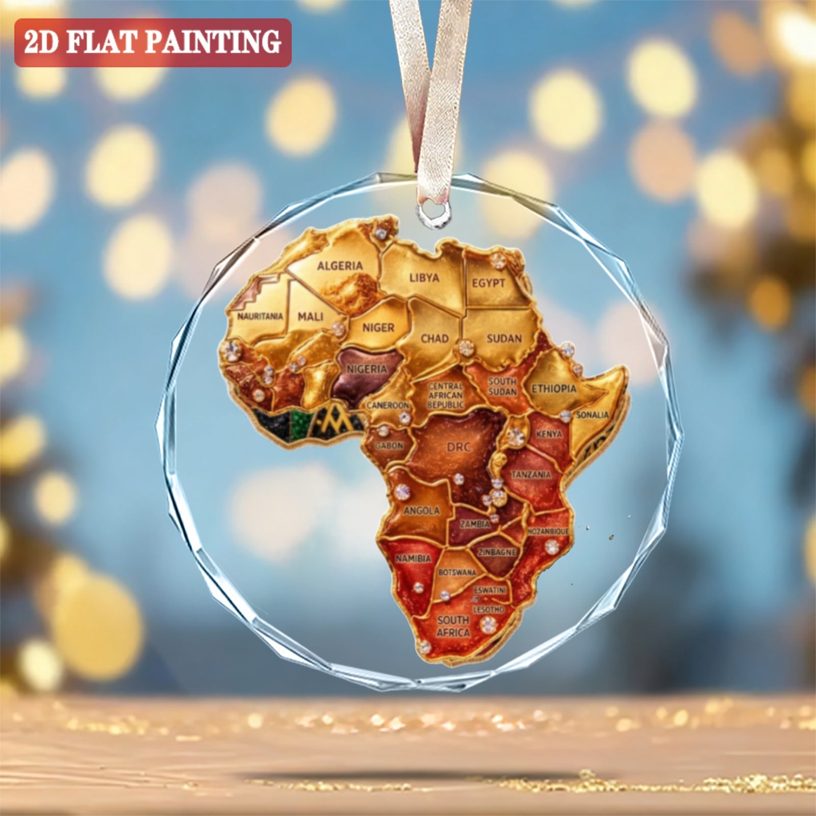 A Rich and Rich Round Crystal Africa Countries Glass Ornament