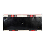 Beige and red checkered travel duffle with PU leather handles and adjustable strap — additional view 11