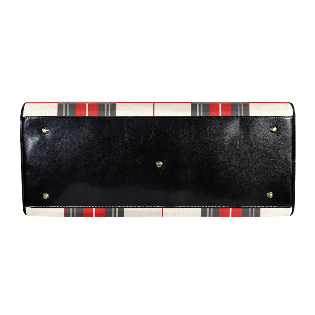 Rich and Rich Beige and Red Checkered Leather Premium 1200D Nylon Travel Bag for Gym & Travel