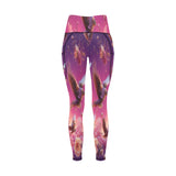 Pink nature-inspired women’s leggings with two side pockets and all-over botanical print — additional view 7