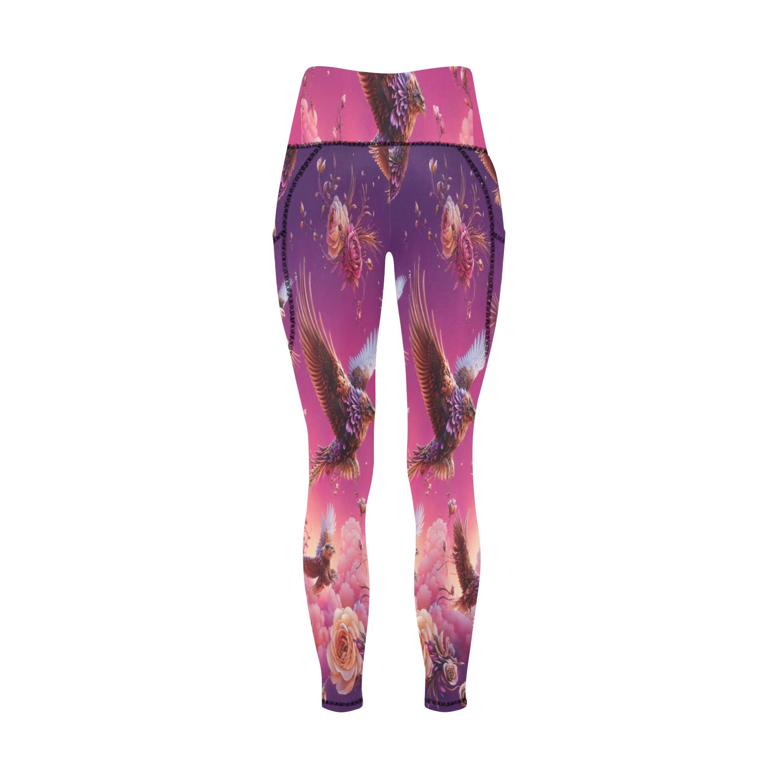 Rich and Rich Pink Nature Inspired Women's Leggings With Pockets
