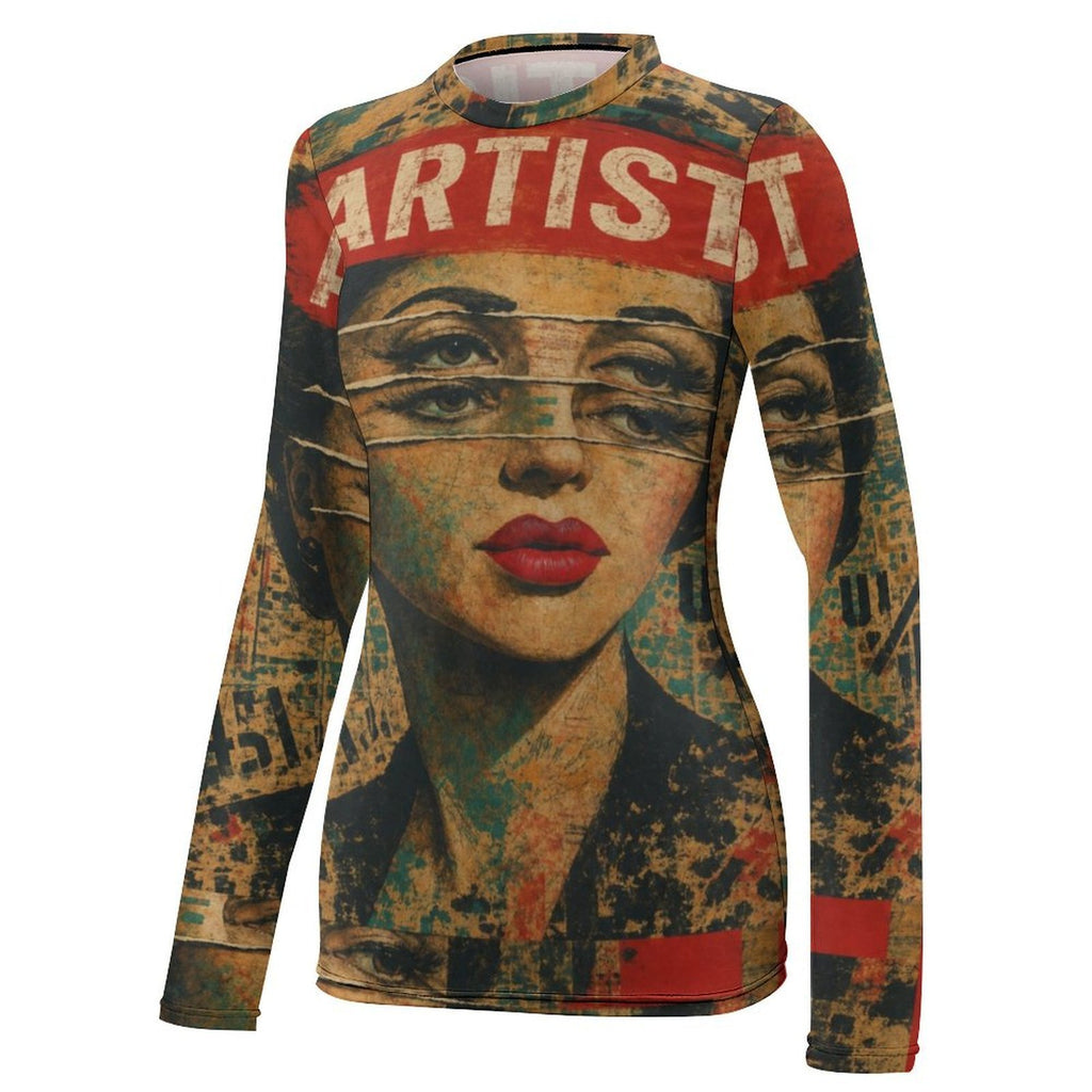 Rich and Rich Women's Red Multi Artistic  Long Sleeve Shirt
