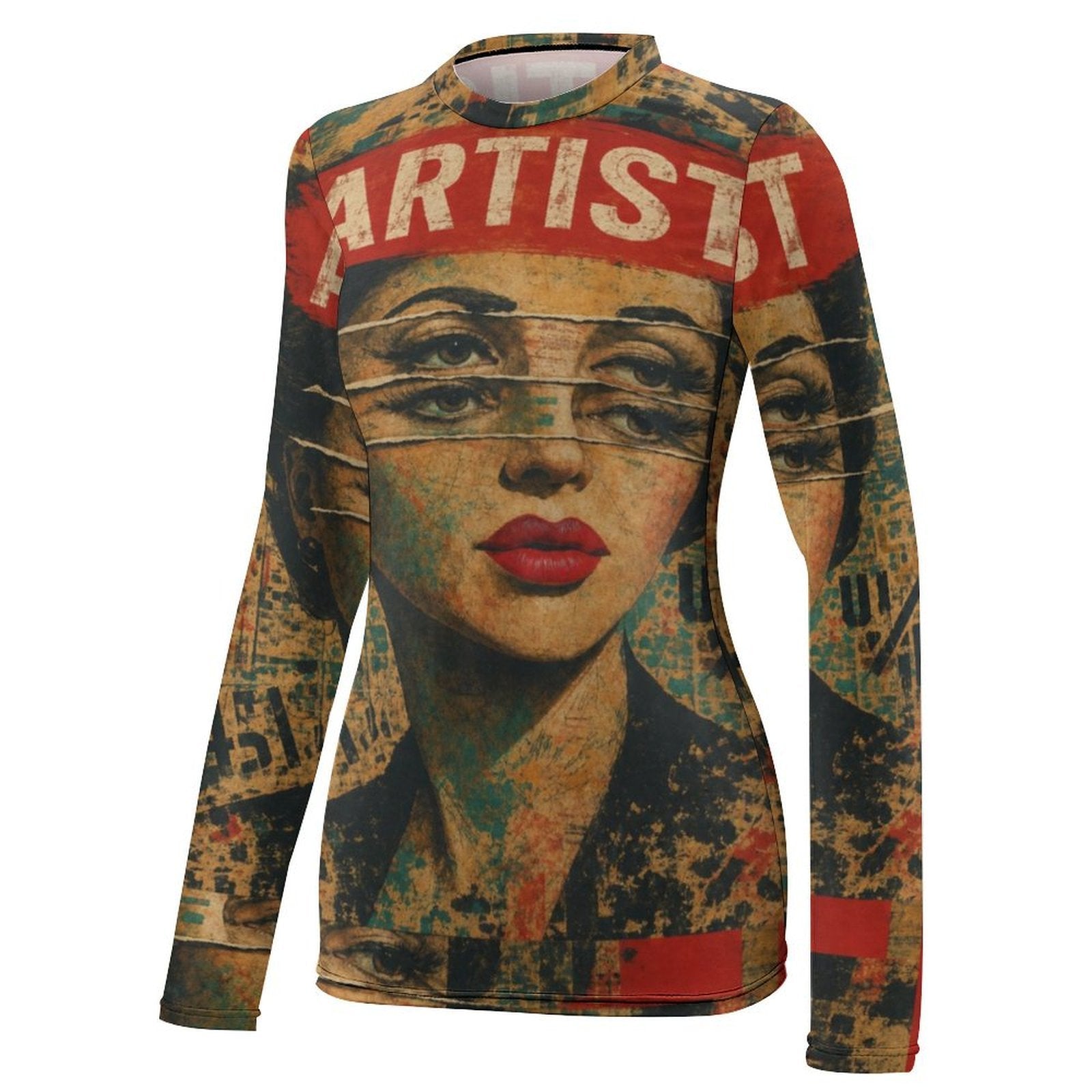 Rich and Rich Women's Red Multi Artistic  Long Sleeve Shirt