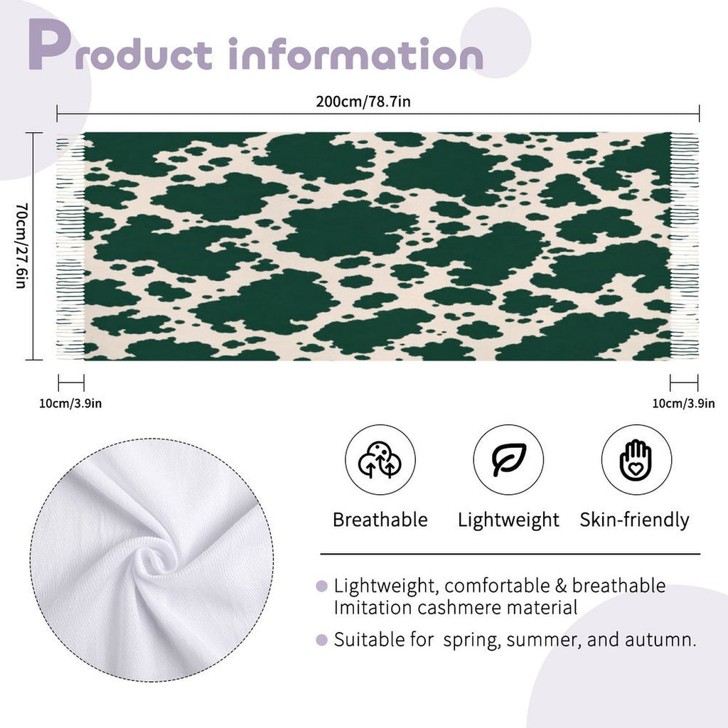 Rich and Rich Emerald Ranch Chic Women’s Tassel Scarf | Soft Designer Imitation Cashmere Wrap