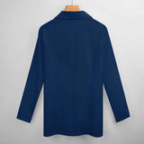 Women's Oxford navy tailored blazer with flat lapel and two front pockets — product detail
