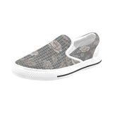 Gray floral men's canvas slip-on shoe with cushioned footbed and elastic side goring — additional view 8