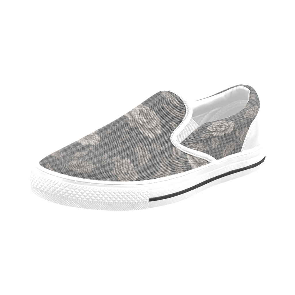 Rich and Rich Gray Floral Men’s Slip-On Canvas Shoes | Stylish Casual Floral Shoes for Men