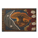 Horizontal wooden jigsaw puzzle depicting a mosaic sunset over Africa with roses, 1000 pieces — alternate view