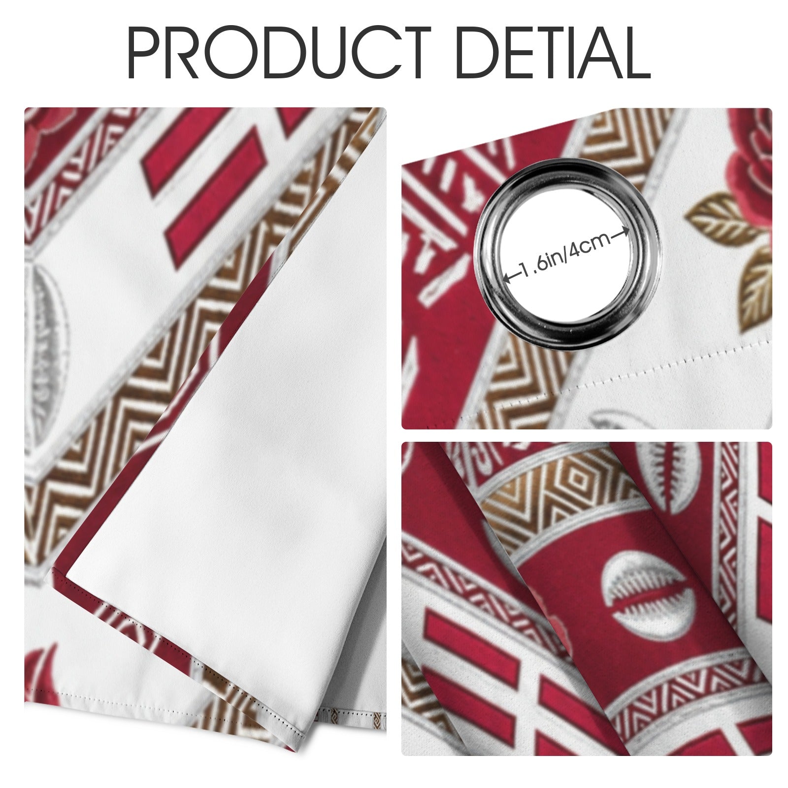 Crimson tribal blackout curtain panel 52 x 84 with metal grommets and bold pattern — additional view 6