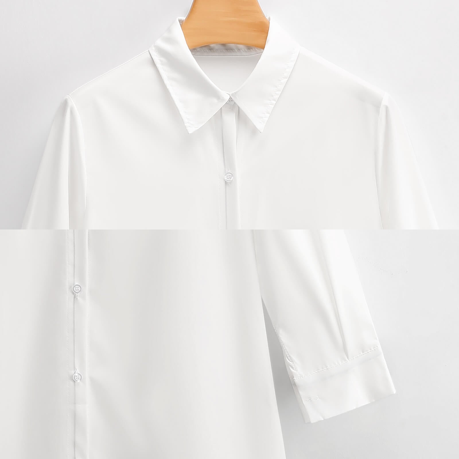 Pink long-sleeve button-up shirtdress with a split hem and relaxed long-shirt silhouette — additional view 9