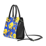 Blue and Golden Rose Women's Bucket Hat  and  Royal Blue Women's Rose Shoulder Handbag
