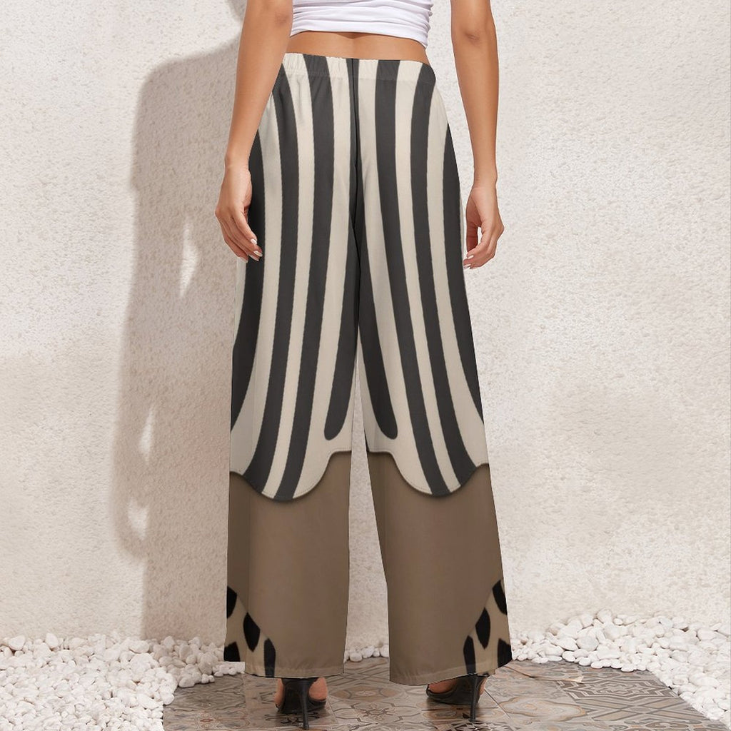 Rich and Rich Women's Wide Leg Pants with Zebra Animal Print
