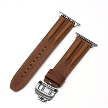 Load image into Gallery viewer, Luxury Full-Grain Leather Butterfly Buckle Band for Apple Watch
