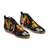 Black chess-inspired hi-top espadrilles with canvas upper and jute-rubber sole — additional view 11
