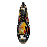 Black chess-inspired hi-top espadrilles with canvas upper and jute-rubber sole — additional view 13