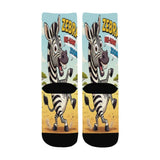 Critter Kicks Zebra Zest Yellow Caricature Kids Socks