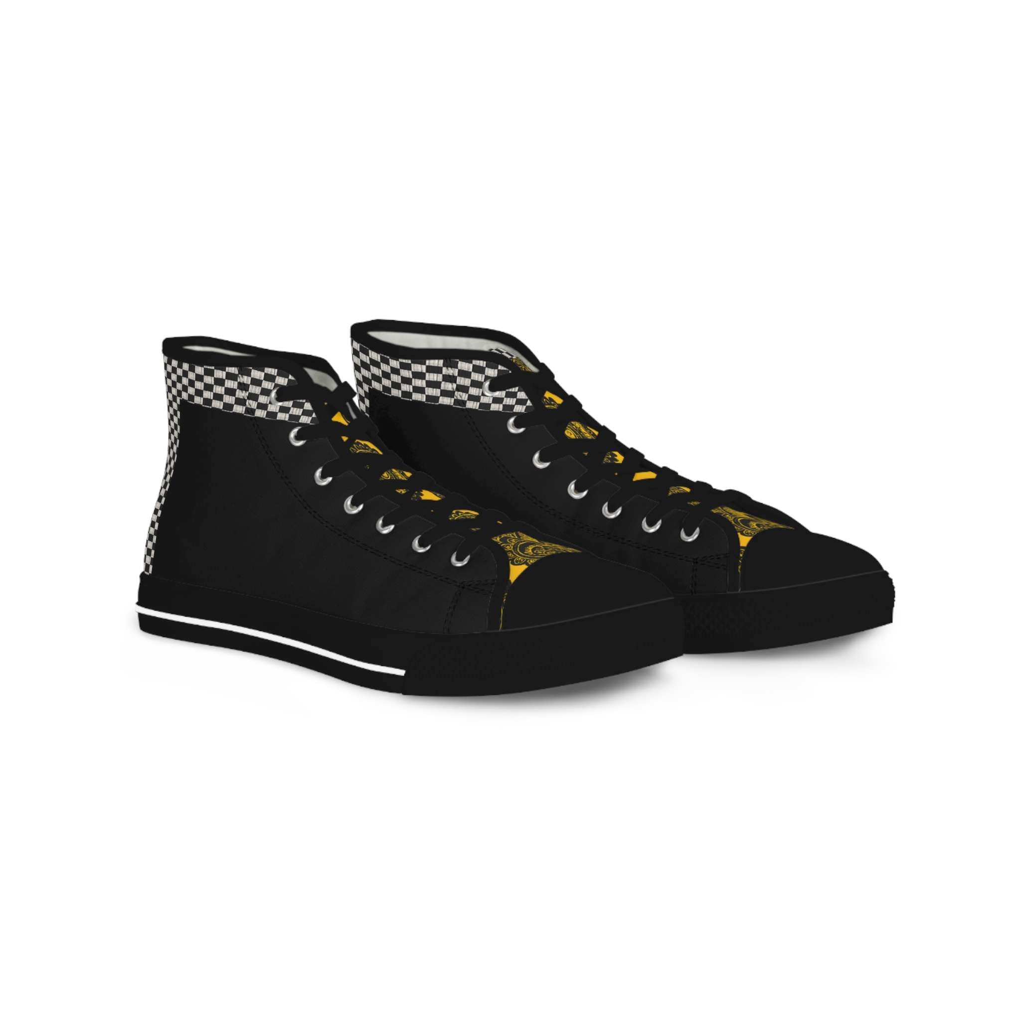 Black high-top sneaker with wraparound print and pleather toe — alternate view