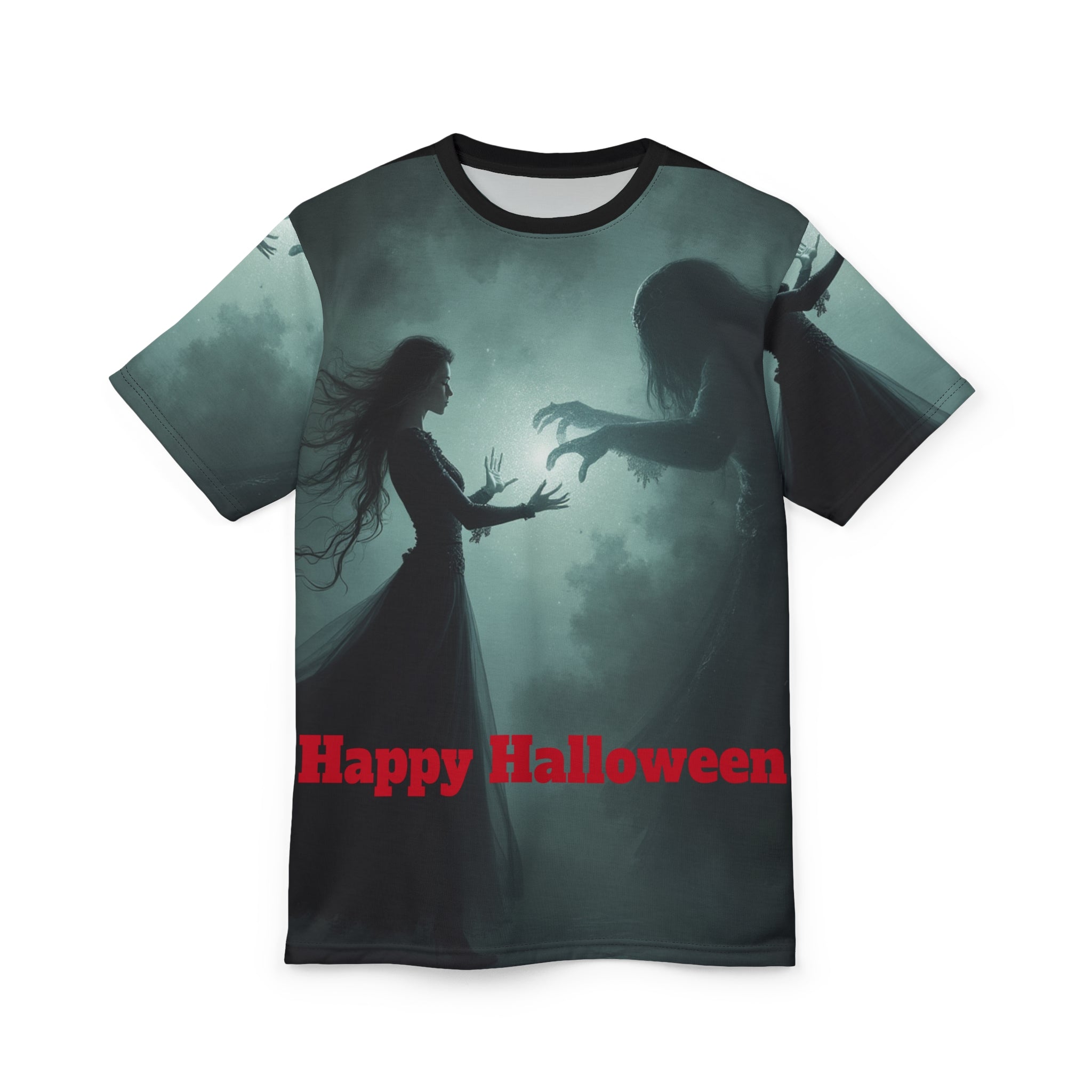Halloween Unisex Cut & Sew Tee, Spooky Graphic T-Shirt, Fall Fashion, Halloween Costume, Unique Gift for Halloween Lovers