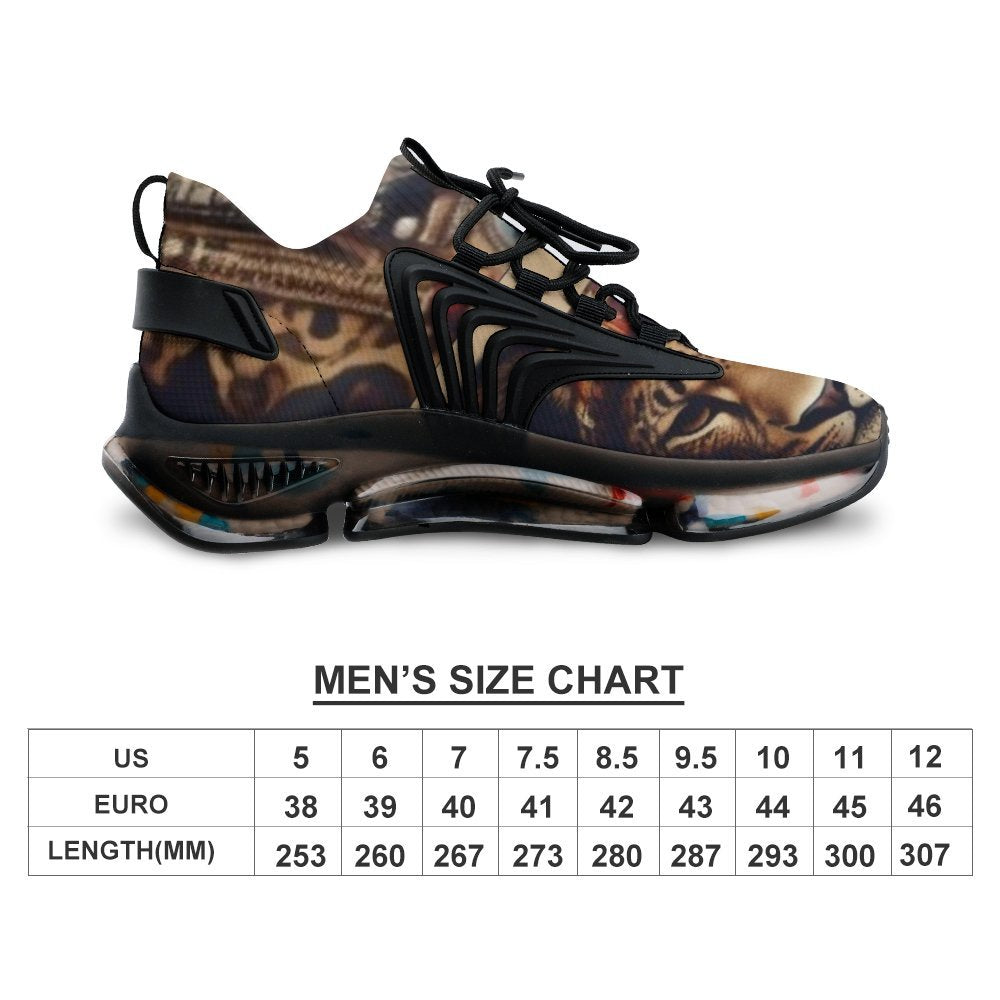 Rich and Rich Lion Men's Mesh Elastic Running Sneakers in black and white