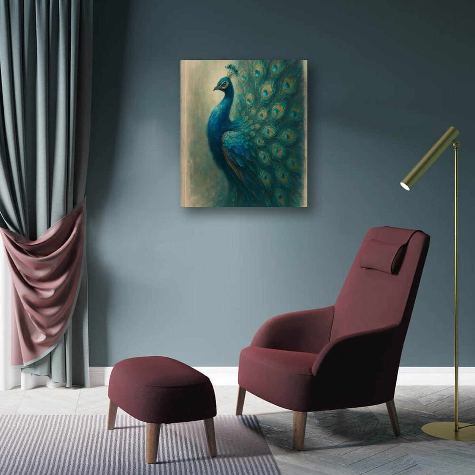 The Riveting 20x24 inch vertical hand-framed canvas painting with vibrant colors