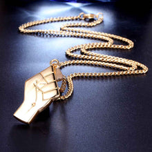 Load image into Gallery viewer, Mens Gold Fist Pendant Necklace in Titanium Steel with Gold Finish
