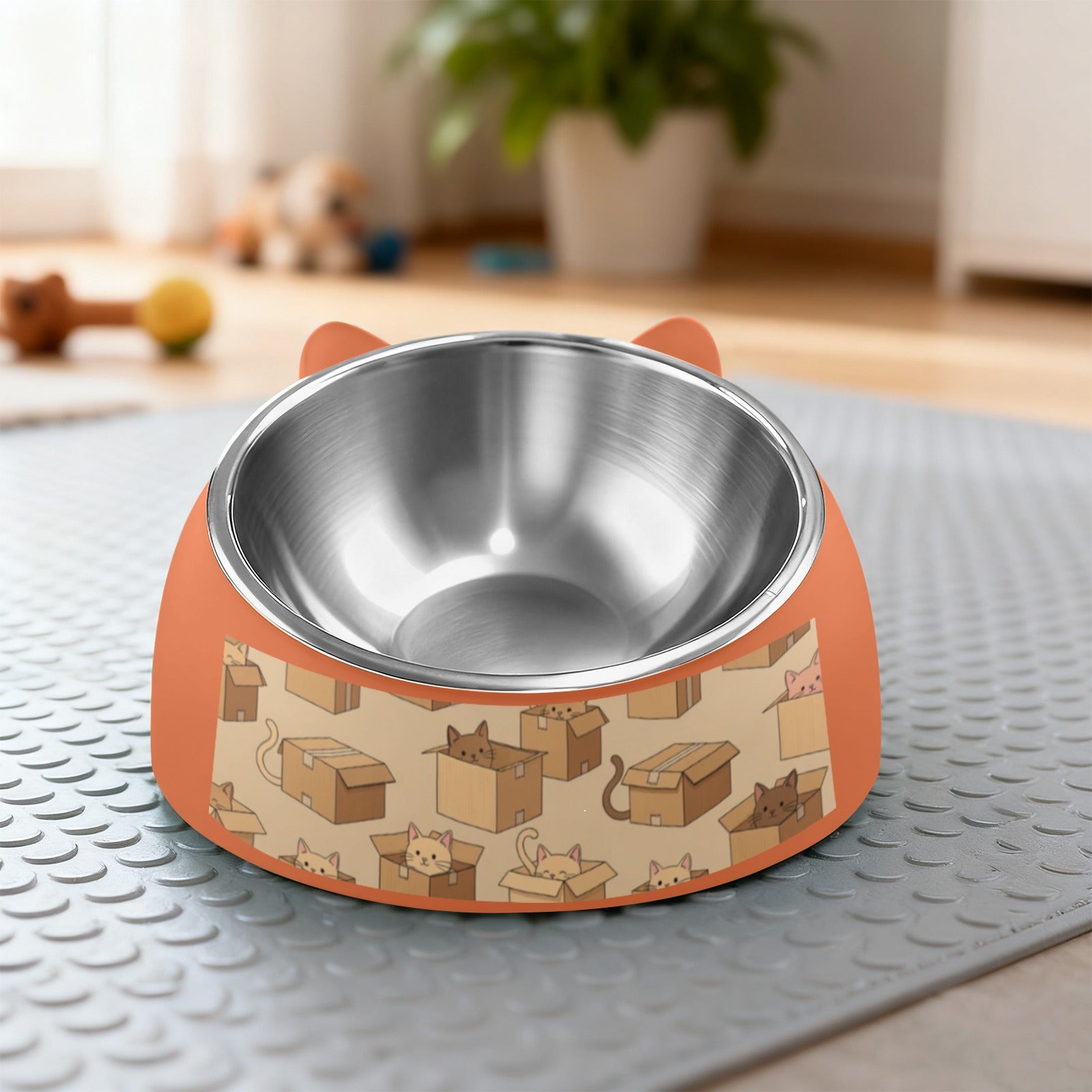 Rich and Rich Cat In The Box Orange Pet Bowl - Rich and Rich Homeopportunities