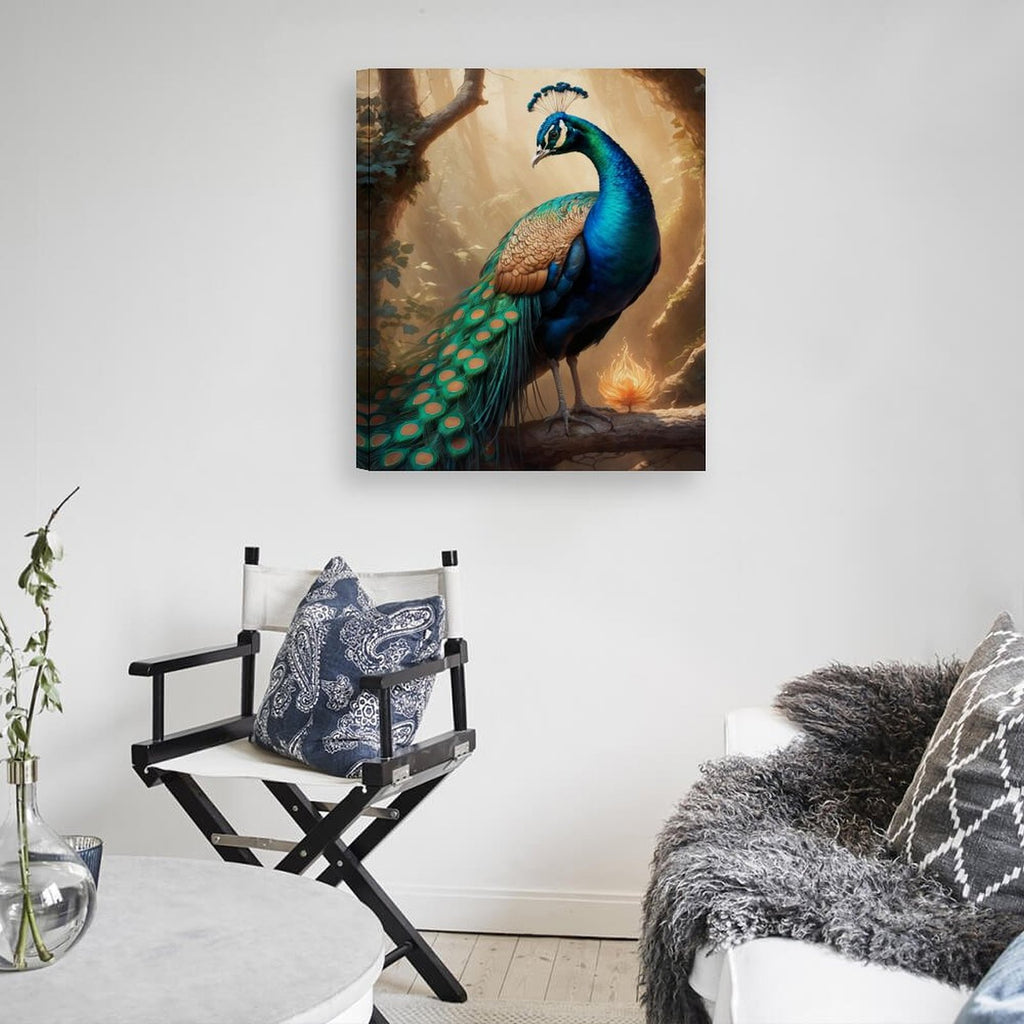 The Peacock Decorative Canvas Painting 20x24 vertical framed wall art