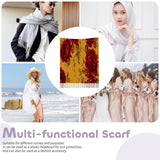 Mustard-hued scarf with golden roses and leaves print and tassel fringe — additional view 15