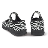 Women's Mary Jane shoes in black and white zebra pattern with Velcro strap and mesh upper — additional view 14