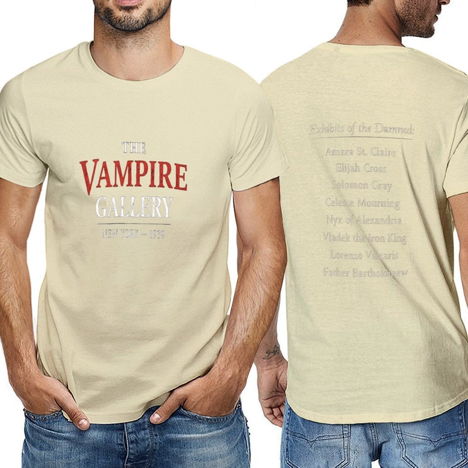 The Vampire Gallery Men's Short Sleeve T-Shirt featuring vampire graphic design