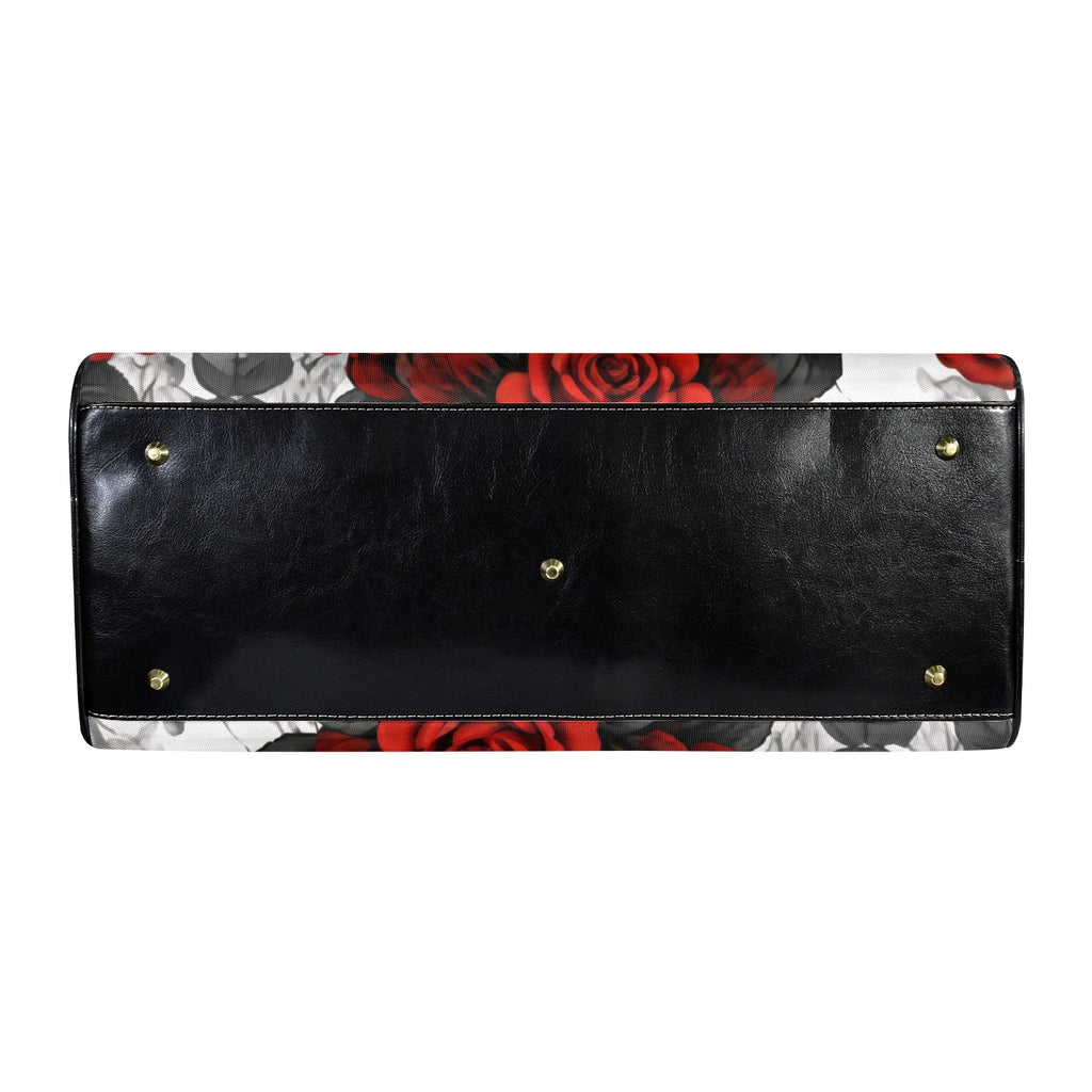 Rich and Rich Red Roses Leather  Large Capacity Travel Bag with PU Leather Handles for Gym, Weekend Trips & Everyday Travel