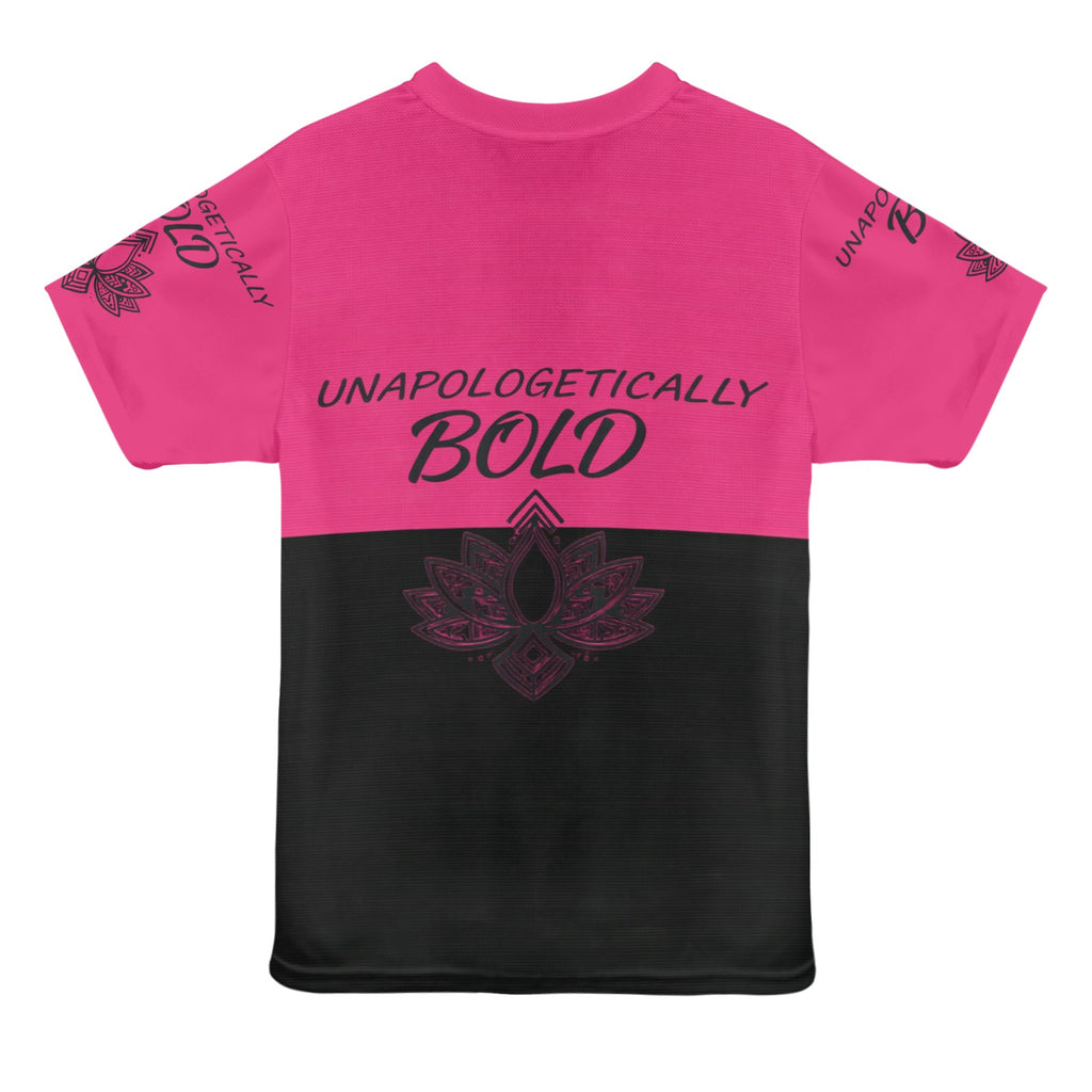 Rich and Rich Unapologetically Bold Women's Pink and Black Mesh T-Shirt