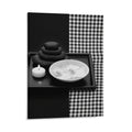 Rich and Rich Black and White Feng Shui Houndstooth Pattern Vertical Canvas Print 20x16 inches