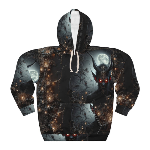 Mystical Fantasy Unisex Pullover Hoodie with vibrant all-over night sky graphic print