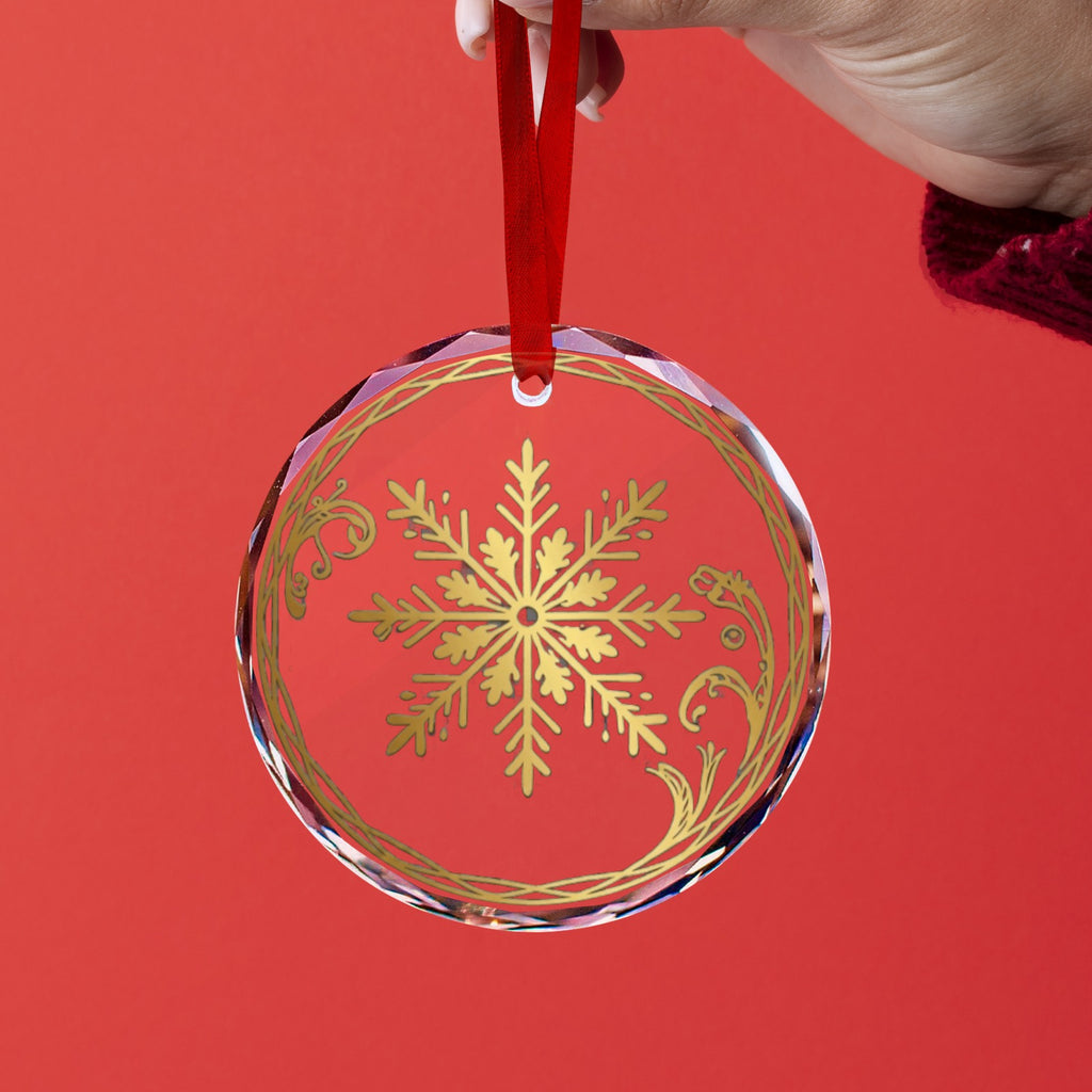 Rich and Rich Nordic Snowflake Round Crystal Glass Ornament