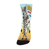 Critter Kicks Zebra Zest Yellow Caricature Kids Socks