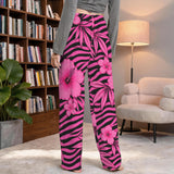 Hot Pink Hibiscus with Zebra Accents Women's T-Shirt and Hot Pink Zebra Hibiscus Print Women's Drawstring Lounge Pants