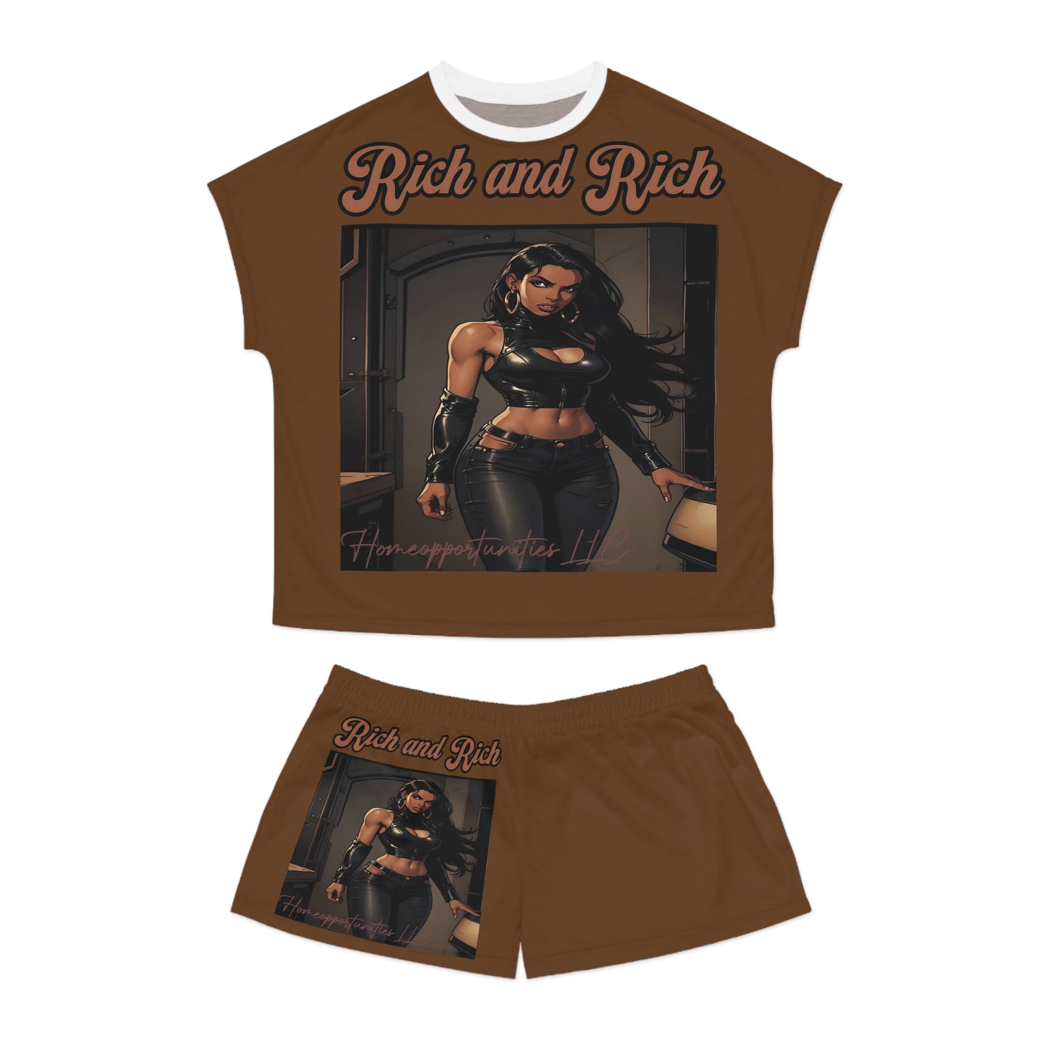 R&RH Luiiloviie Women's Short Brown Pajama Set - Stylish Loungewear for Comfort and Confidence