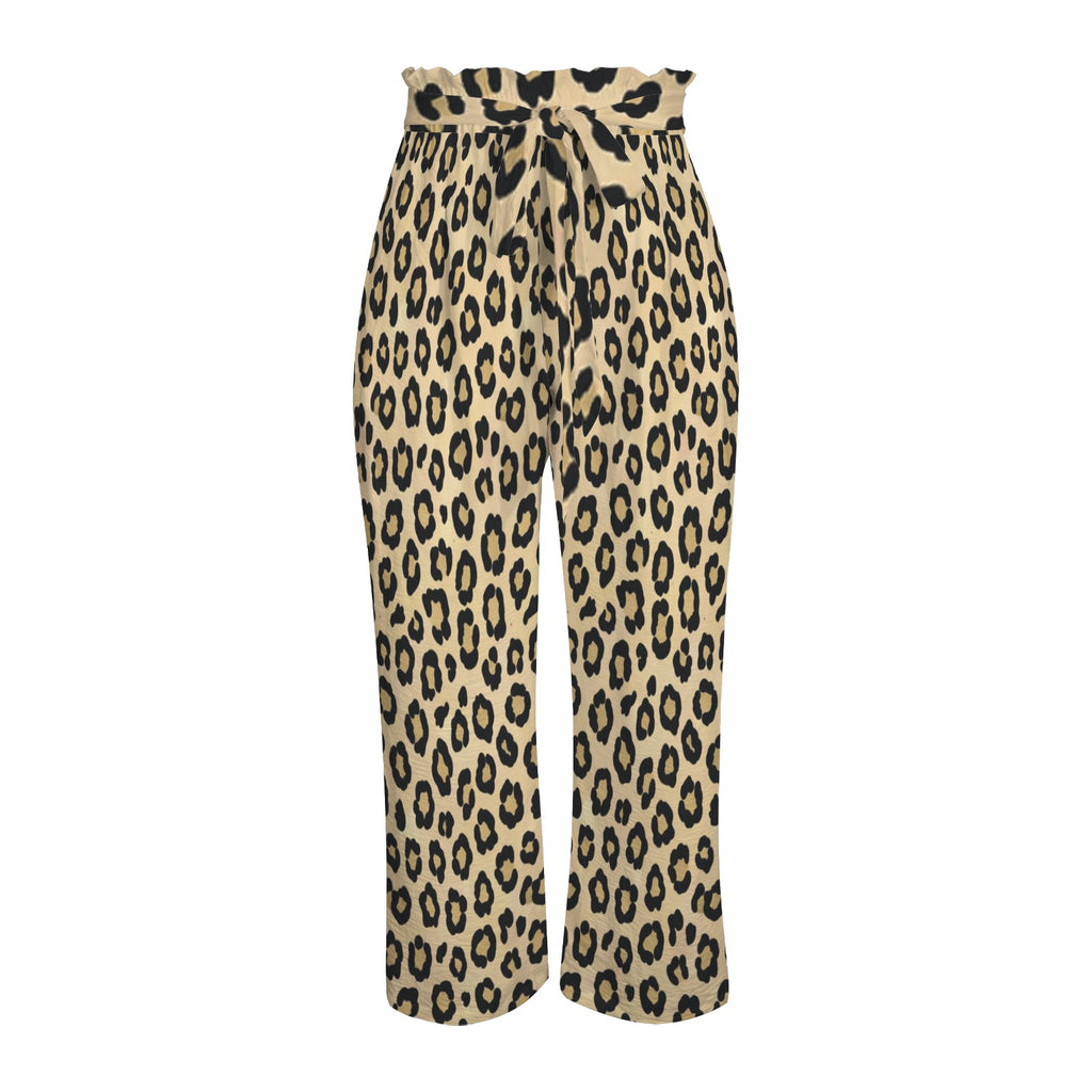Rich and Rich Women's Brown Animal Print Wide Leg Pants