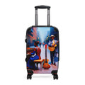 Rich and Rich Blue Caricature Jazz Suitcase with adjustable handle and 360-degree wheels