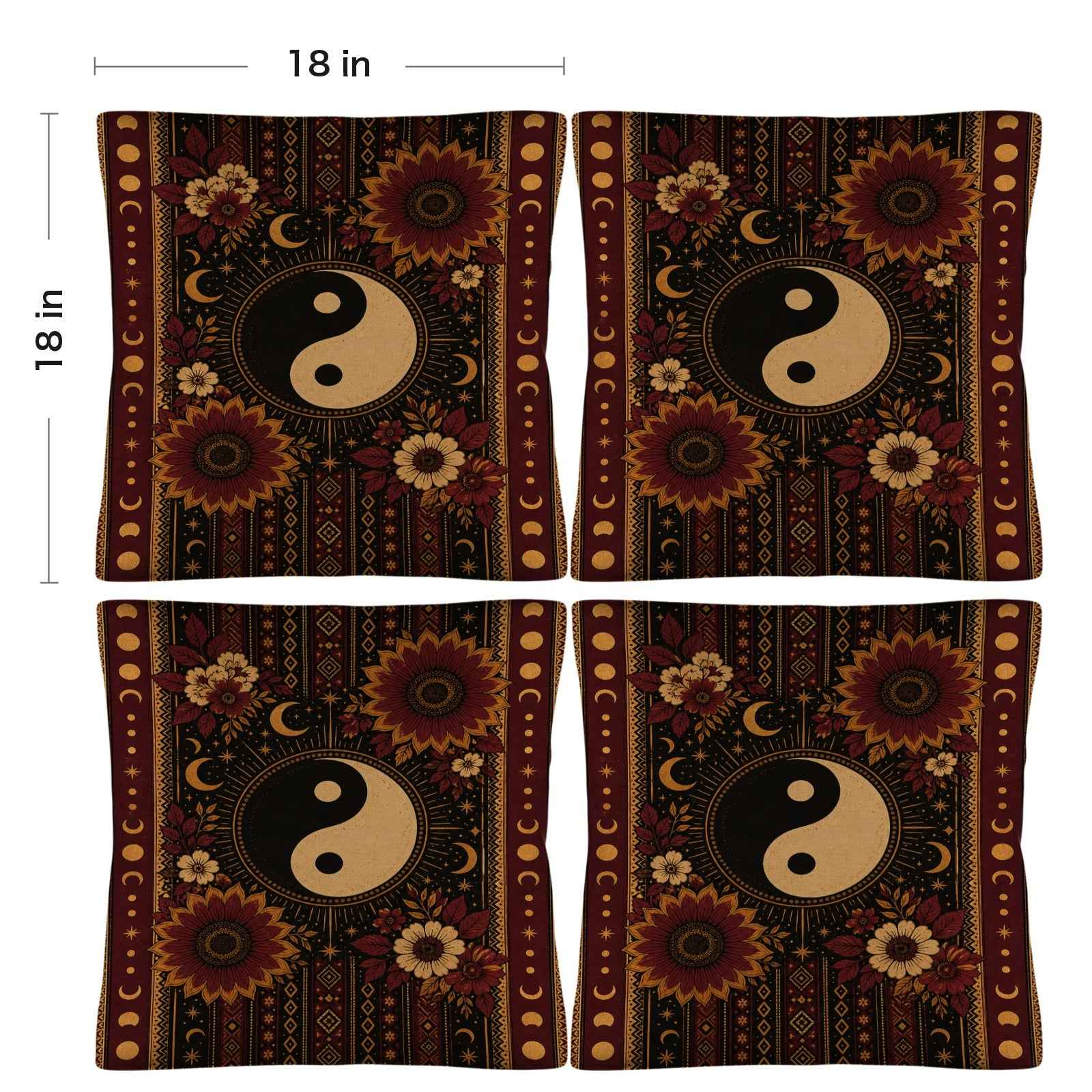 Rich and Rich Harmony Heritage Linen Pillows 18 x 18 with Pillow Core Set of 4 - Rich and Rich Homeopportunities