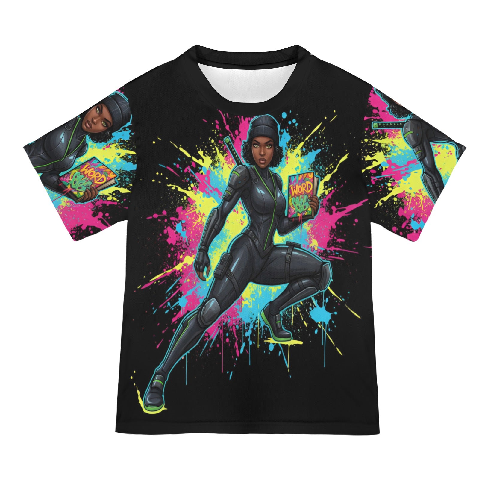 Rich and Rich Women's Black T-Shirt with Unique Caricature Design