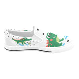 Critter Kicks Boys’ Croc Rock White Slip On Canvas Shoes