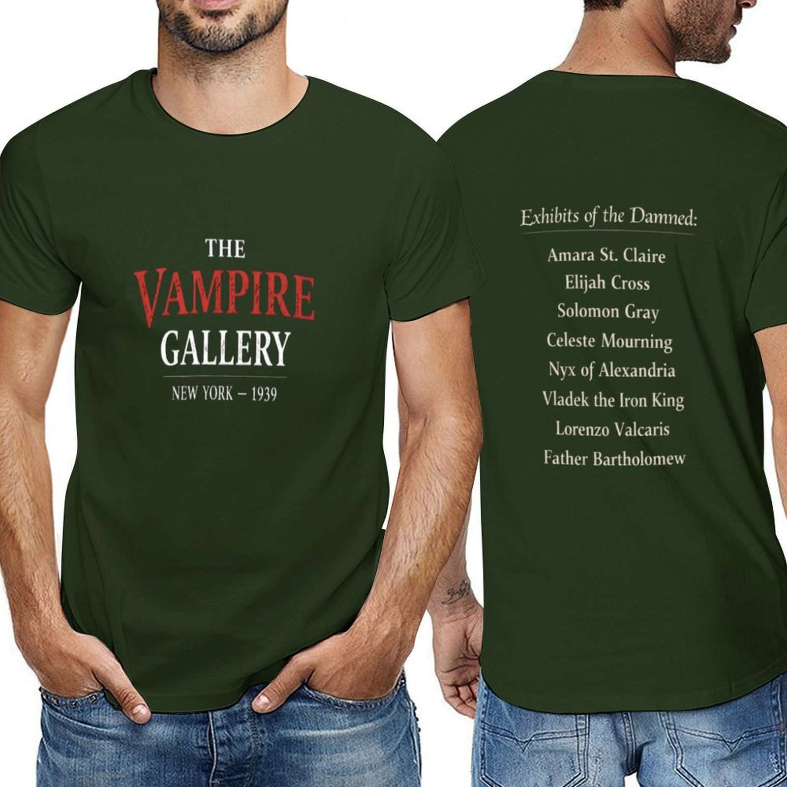 Men's short-sleeve T-shirt from The Vampire Gallery with printed design — additional view 9