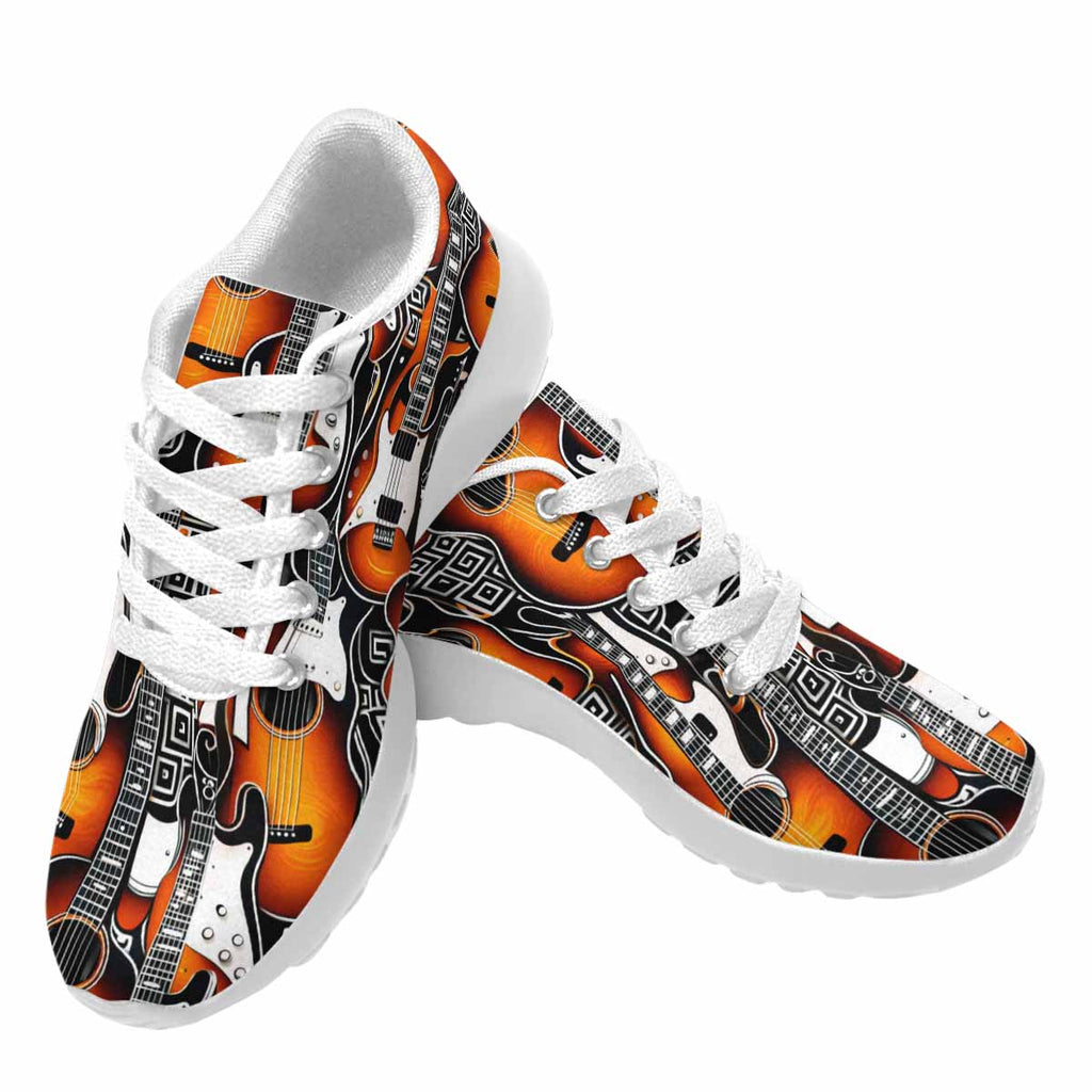 Rich and Rich Orange Pattern Women's Guitar Sneakers