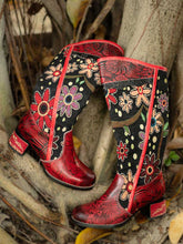 Load image into Gallery viewer, Bohemian Leather Block Heel Long Boots
