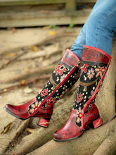 Load image into Gallery viewer, Bohemian Leather Block Heel Long Boots
