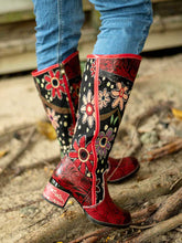 Load image into Gallery viewer, Bohemian Leather Block Heel Long Boots
