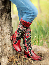 Load image into Gallery viewer, Bohemian Leather Block Heel Long Boots
